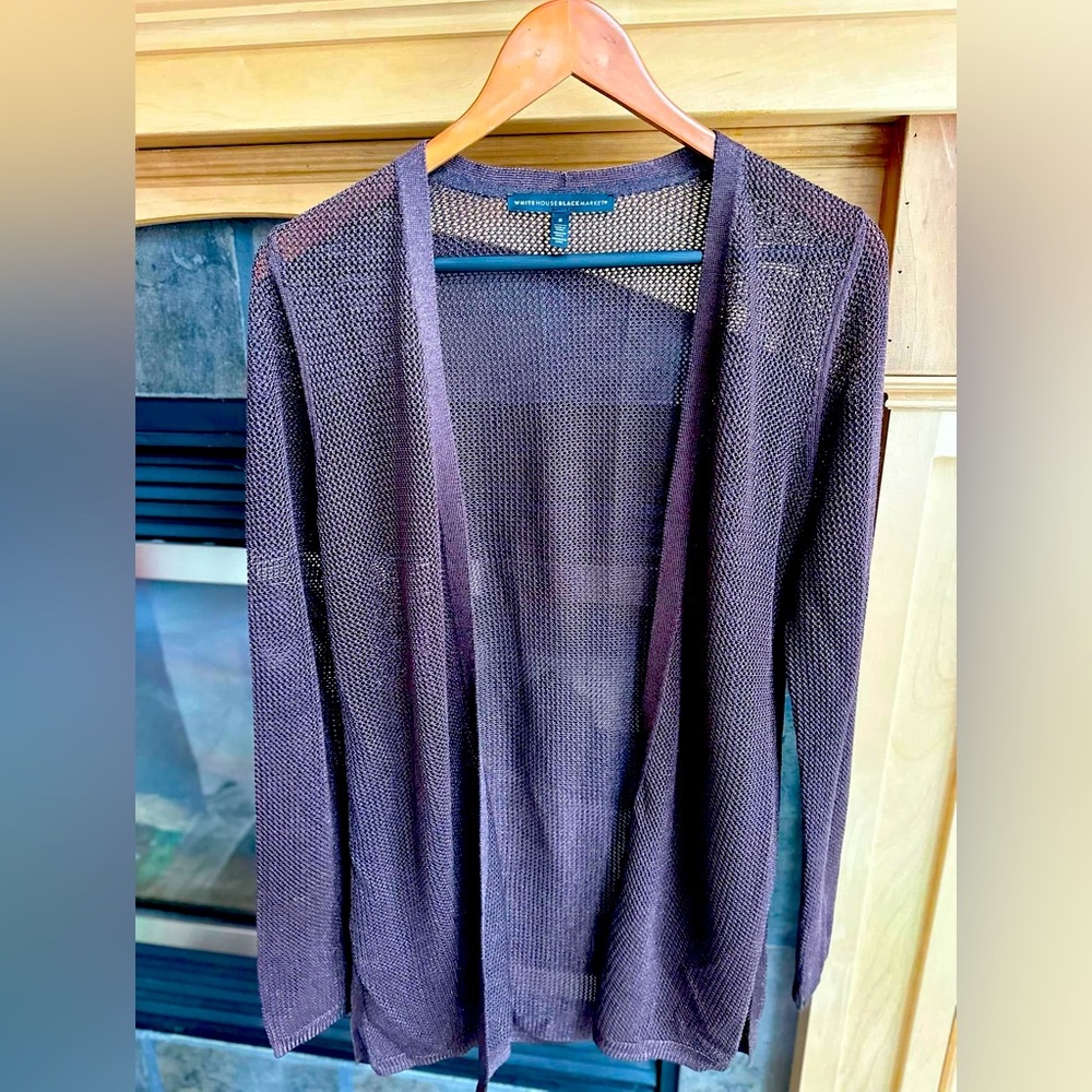 Women's WHBM Brown Metallic Open-Front Cardigan Sweater Small Euc